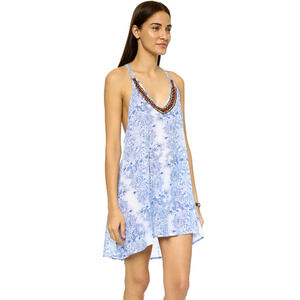 OndadeMar Blue Beach Coverup Mini Dress S NWOT